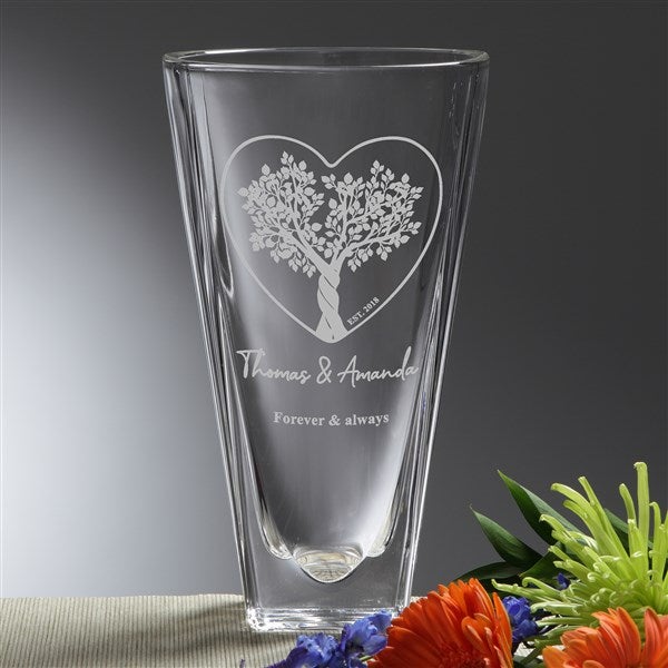 Rooted In Love Engraved Crystal Flower Vase  - 48364