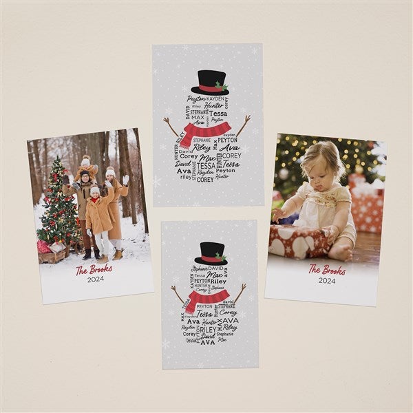 Personalized White Metal LED Lantern - Snowman Repeating Name - 48436