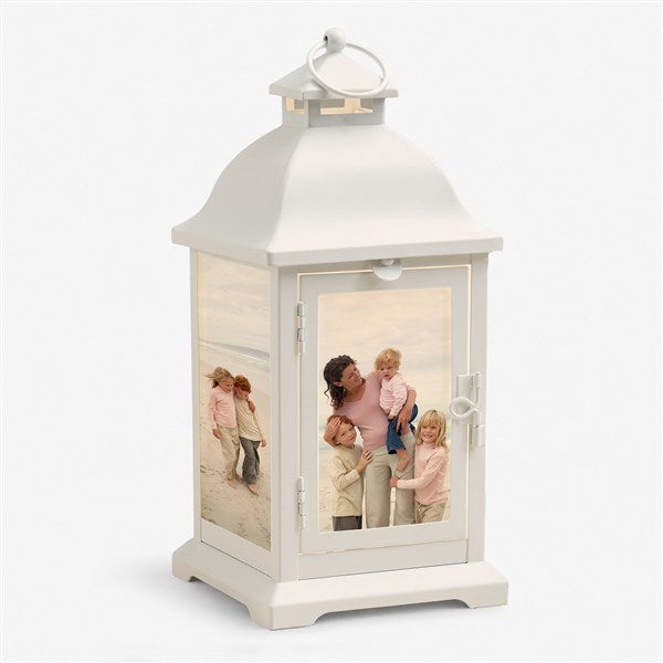 Personalized Photo White Metal LED Lantern - 48449
