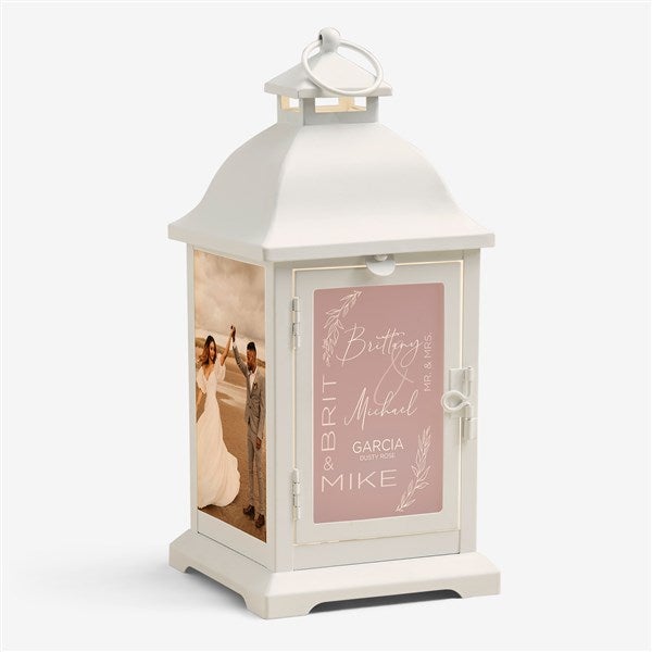 Elegant Couple Personalized White Metal LED Lantern - 48453