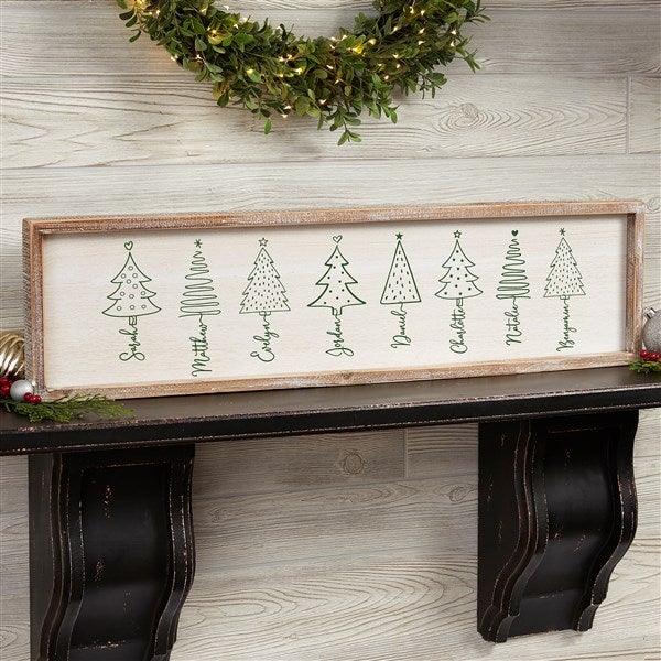 Scripted Christmas Tree Personalized Barnwood Frame Wall Art - 48565
