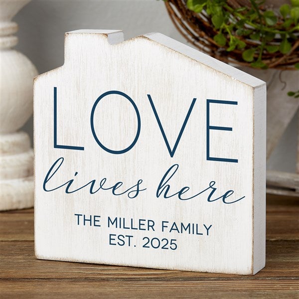 Love Lives Here Personalized House Shelf Block  - 48570