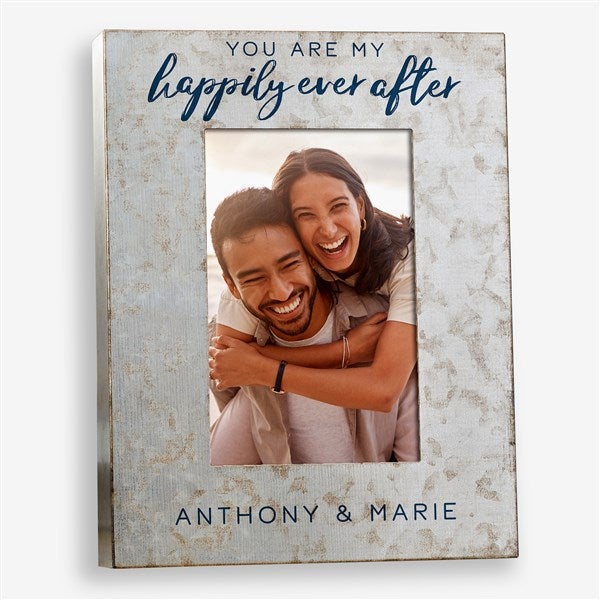 Happily Ever After Personalized Metal Wedding Picture Frame  - 48571