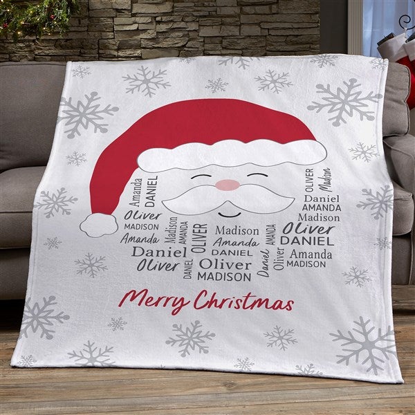 Santa Repeating Name Personalized Christmas 60x80 Plush Fleece Blanket
