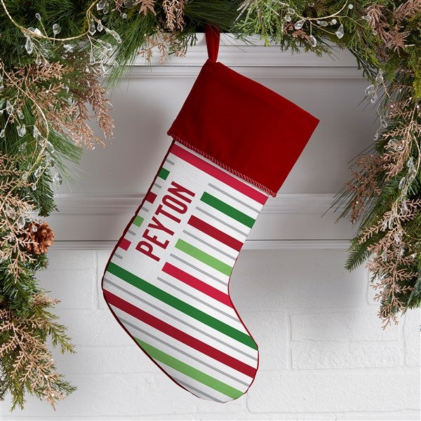 Holiday Stripes Personalized Christmas Stockings - 48703