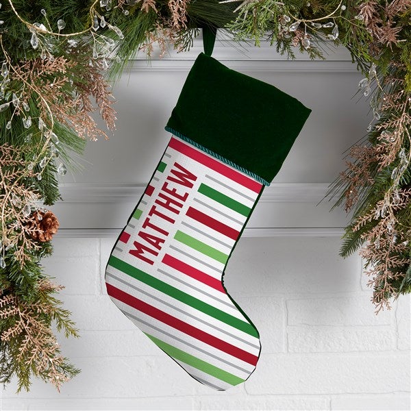 Holiday Stripes Personalized Christmas Stockings - 48703