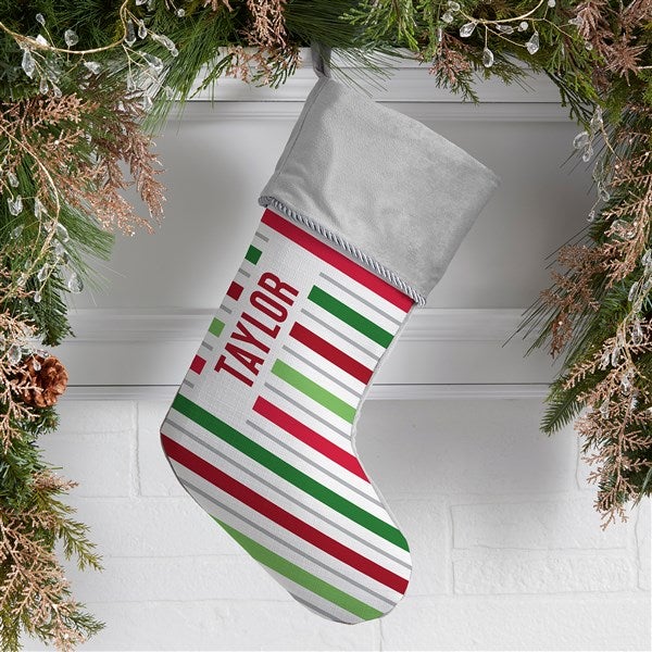 Holiday Stripes Personalized Christmas Stockings - 48703
