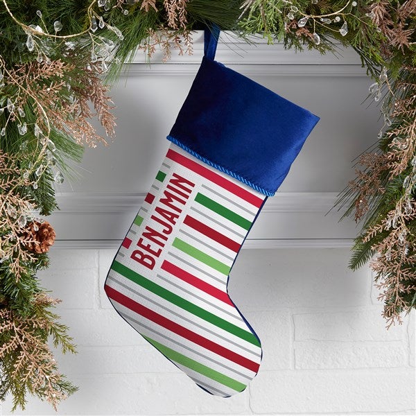 Holiday Stripes Personalized Christmas Stockings - 48703