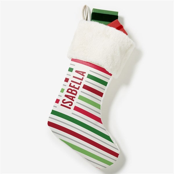 Holiday Stripes Personalized Christmas Stockings - 48703