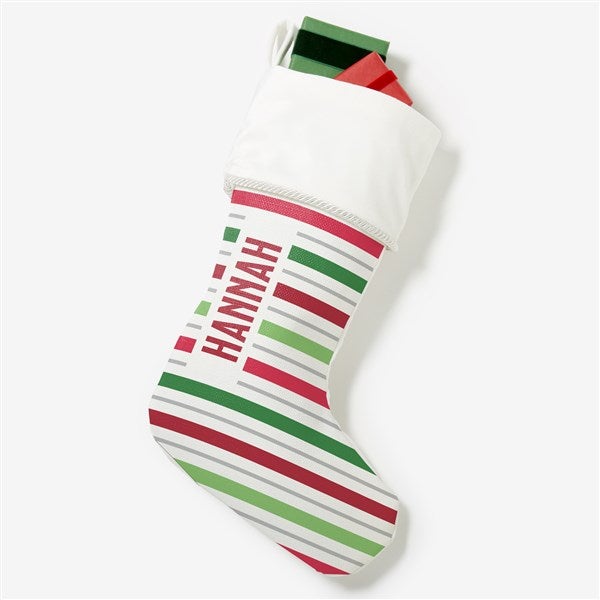 Holiday Stripes Personalized Christmas Stockings - 48703