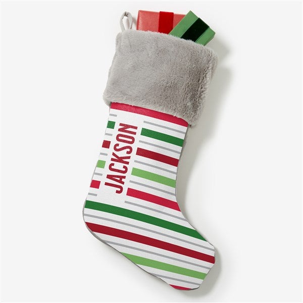 Holiday Stripes Personalized Christmas Stockings - 48703