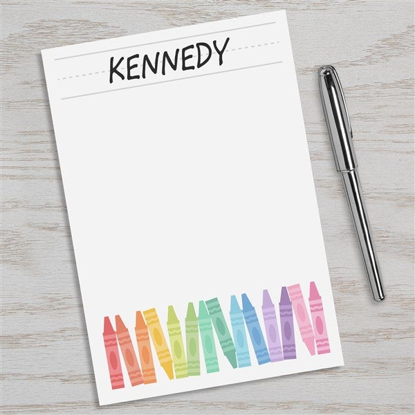 Watercolor Crayons Personalized Notepad - Large - 48760