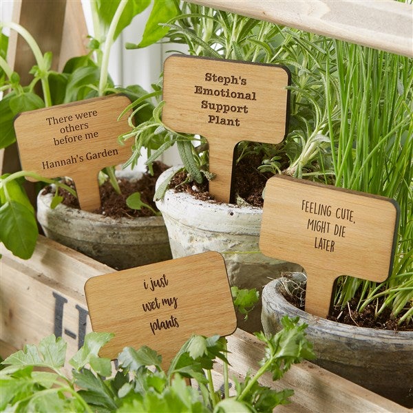 Write Your Own Personalized Wood Plant Markers  - 48768