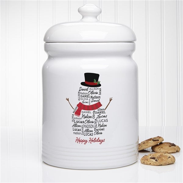 Snowman Repeating Name Personalized Holiday Cookie Jar  - 48773