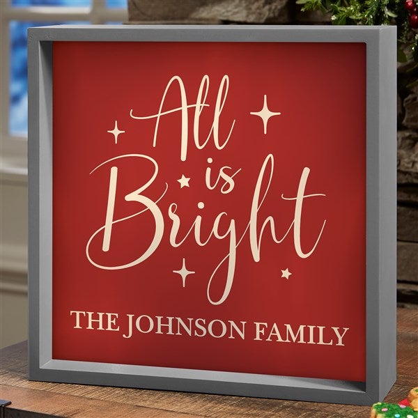 All Is Bright Personalized Holiday LED Light Shadow Box  - 48783