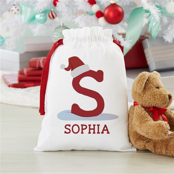 Initially Santa Personalized Canvas Christmas Santa Sack  - 48785