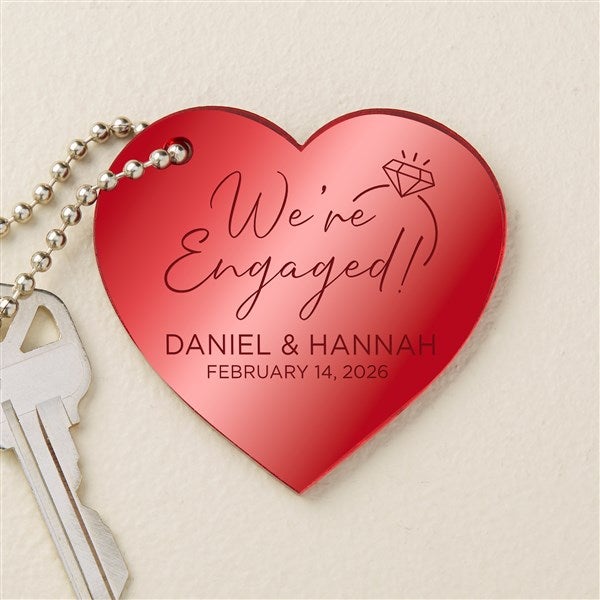 We're Engaged Personalized Heart Shape Acrylic Keychain - 48852