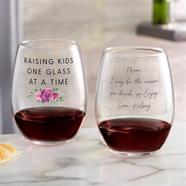 Raising Kids Personalized Mom Wine Glass Collection  - 48887