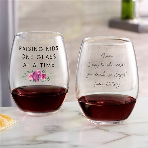 Raising Kids Personalized Mom Wine Glass Collection - 48887