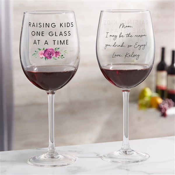 Raising Kids Personalized Mom Wine Glass Collection  - 48887