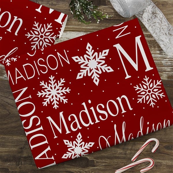 Christmas Snowflake Repeating Name Personalized Wrapping Paper - 48904