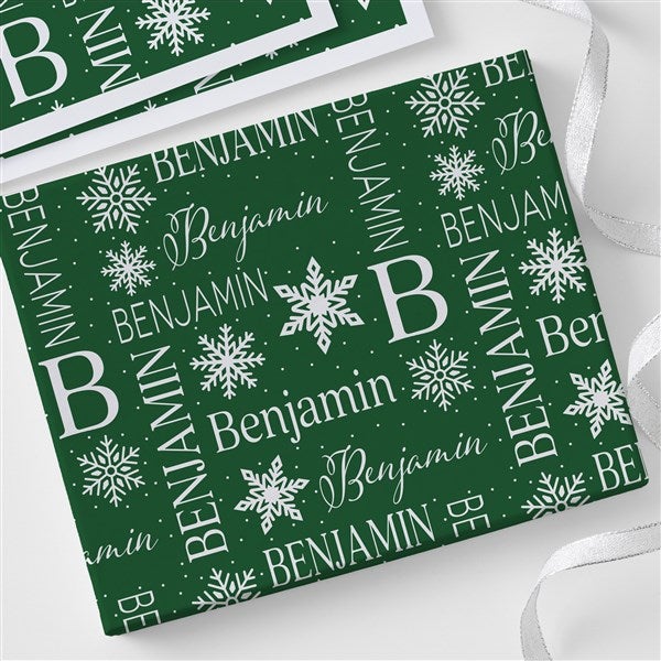 Christmas Snowflake Repeating Name Personalized Wrapping Paper - 48904
