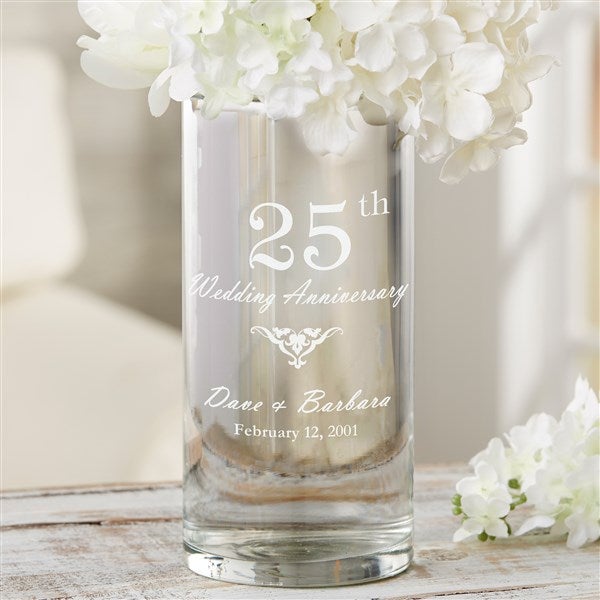 Years Together Anniversary Engraved Glass Flower Vase - 48998