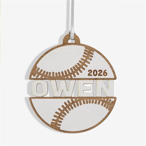 Baseball Personalized Wood Ornament - 49044