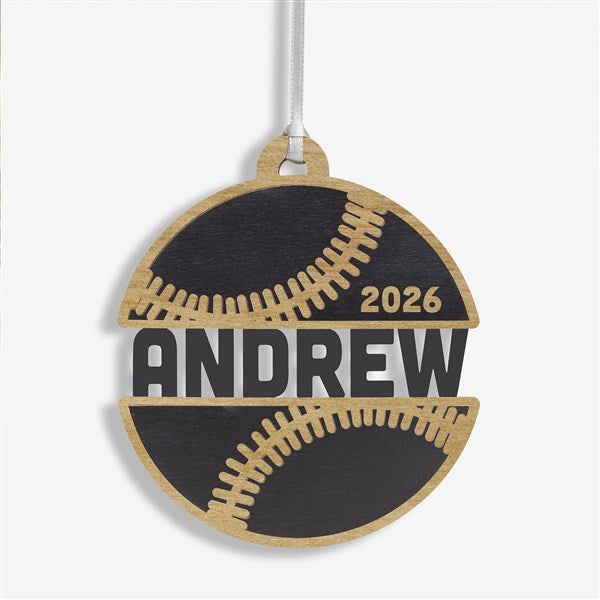 Baseball Personalized Wood Ornament - 49044