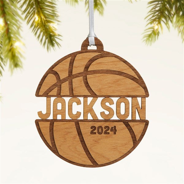 Ornament - PERSONALIZED Basketball Raw Wood Ornament - PERSONALIZED Basketball Raw Wood