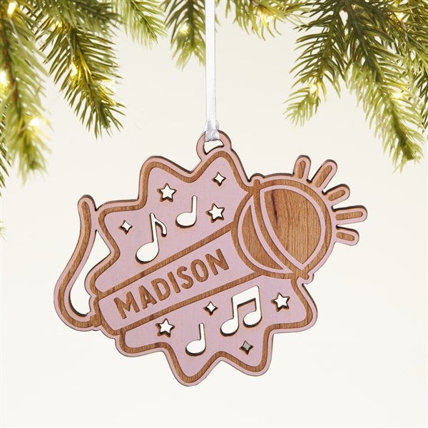 Music Microphone Personalized Wood Ornament - 49067