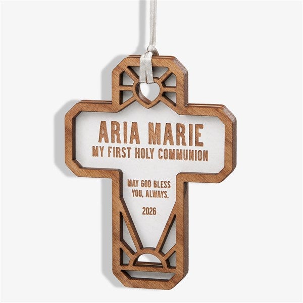 Faithful Cross Personalized Wood Christmas Ornaments - 49074