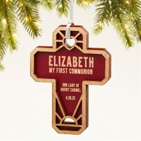 Faithful Cross Personalized Wood Christmas Ornaments - 49074