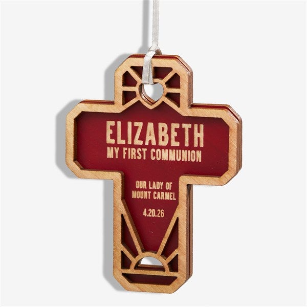 Faithful Cross Personalized Wood Christmas Ornaments - 49074