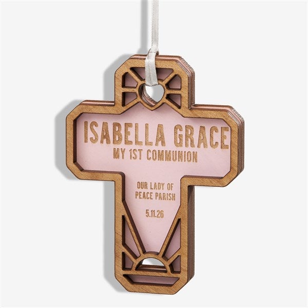 Faithful Cross Personalized Wood Christmas Ornaments - 49074