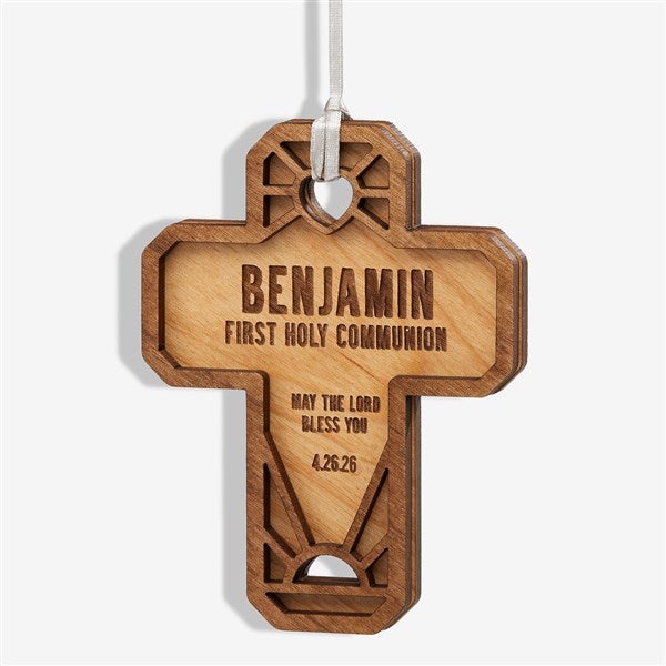 Faithful Cross Personalized Wood Christmas Ornaments - 49074
