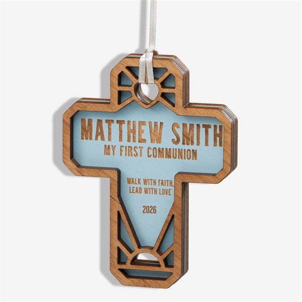 Faithful Cross Personalized Wood Christmas Ornaments - 49074