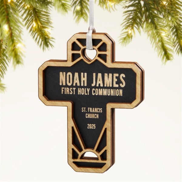 Faithful Cross Personalized Wood Christmas Ornaments - 49074