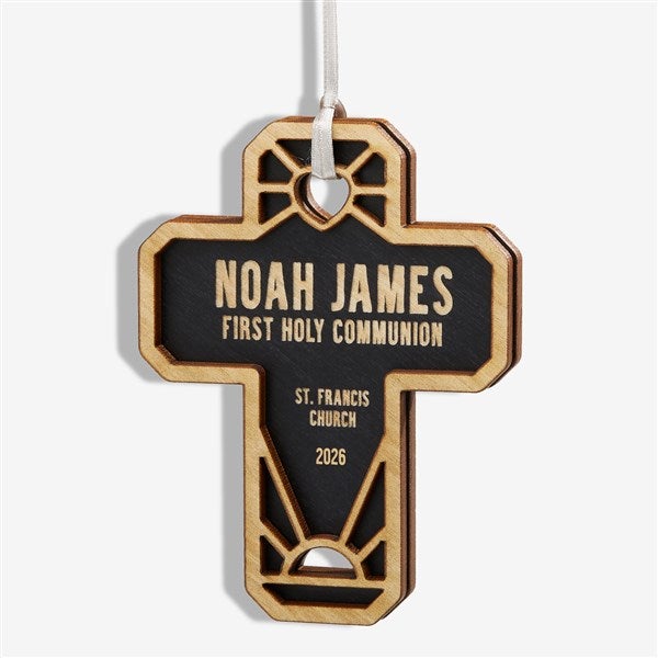 Faithful Cross Personalized Wood Christmas Ornaments - 49074