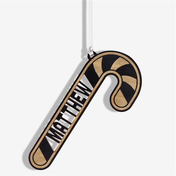 Candy Cane Personalized Wood Ornament  - 49077