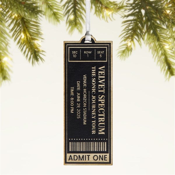Favorite Concert Ticket Personalized Wood Ornament - 49081