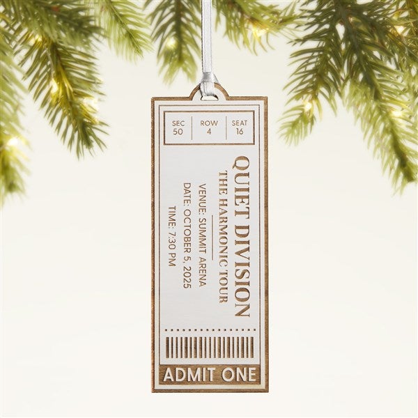 Favorite Concert Ticket Personalized Wood Ornament - 49081