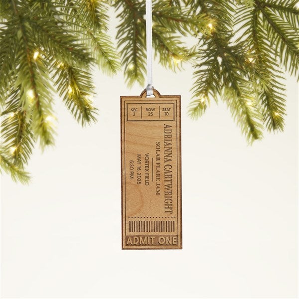 Favorite Concert Ticket Personalized Wood Ornament - 49081
