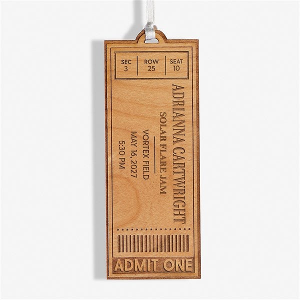 Favorite Concert Ticket Personalized Wood Ornaments - 49081