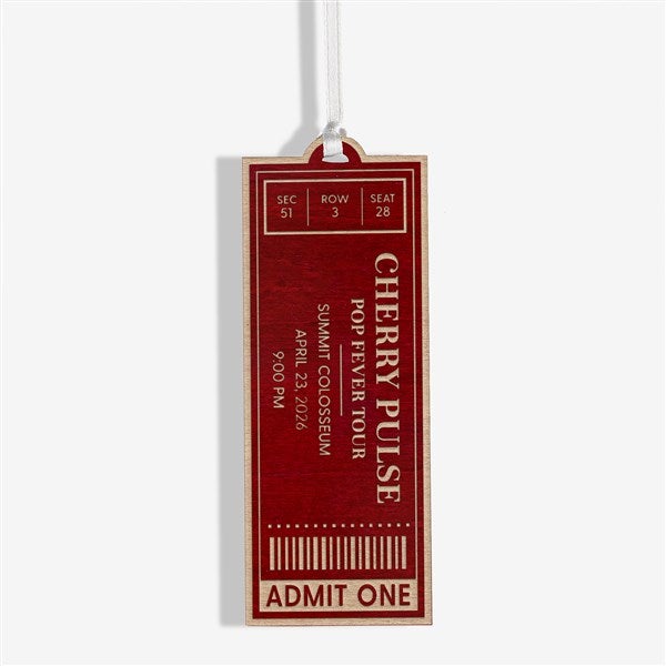 Favorite Concert Ticket Personalized Wood Ornaments - 49081