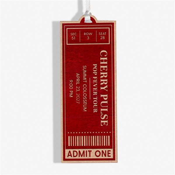 Favorite Concert Ticket Personalized Wood Ornaments - 49081