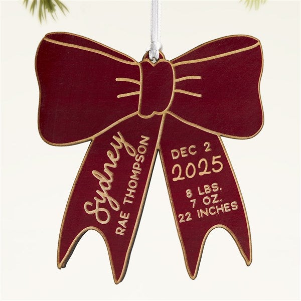 Baby Bow Personalized Wood Ornament - 49082