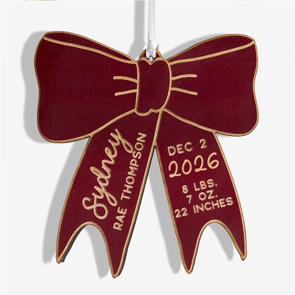 Baby Bow Personalized Wood Christmas Ornaments - 49082