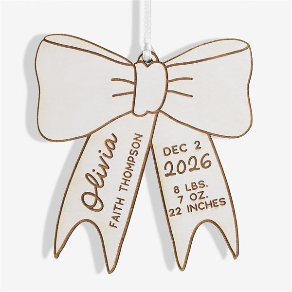 Baby Bow Personalized Wood Christmas Ornaments - 49082