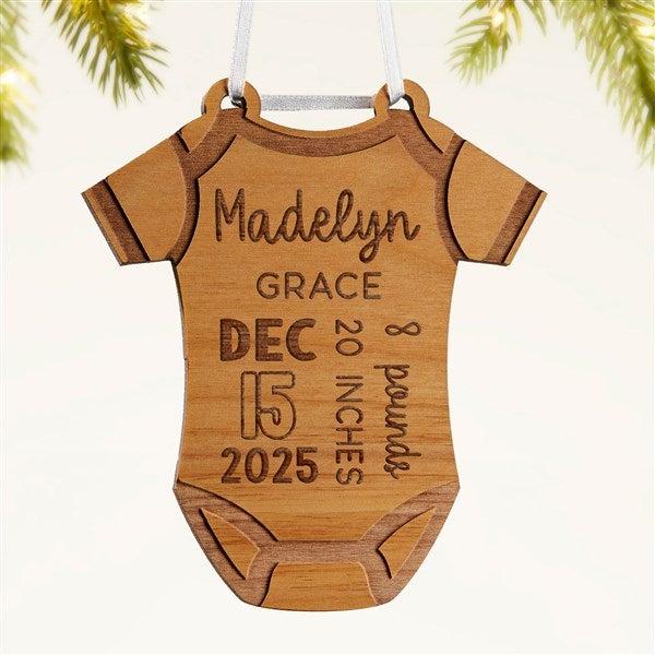 Baby Bodysuit Personalized Wood Ornament - 49083